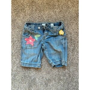 Old Navy Girls Blue‎ Denim Floral Embroidered Shorts I Light Wash I Size 7